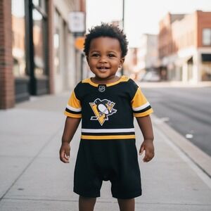 Pittsburgh Penguin NHL Baby Infant‎ Hockey Outfit Black Gold  2T NHL